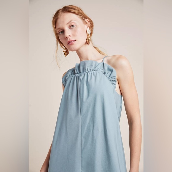 Anthro Corey Lynn Calter Harper Midi Dress Women's Large Poplin Tie Waist Black - Picture 3 of 16